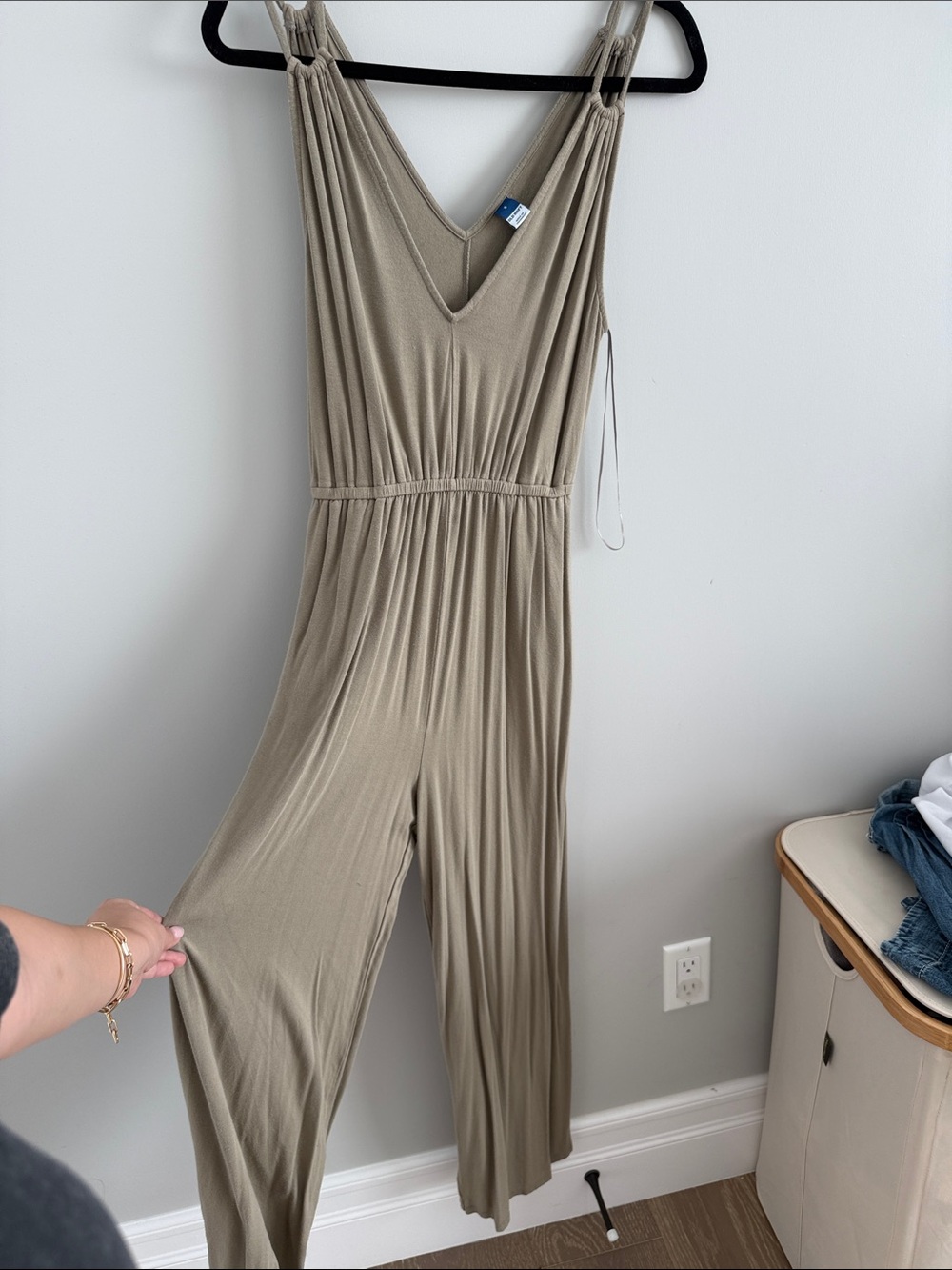 Old Navy Olive Green V-Neck Wide-Leg Jumpsuit
